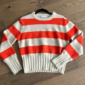NWOT Orange & cream sweater